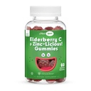 Elderberry Zinc Gummies - Orgaaniline Sambucus Elderberry Gummies koos tsingi ja C-vitamiiniga - Vegan Immune Support täiskasvanutele ja lastele - Näritavad Elderberries Supplements for Immunity Boost - 60 Gummies
