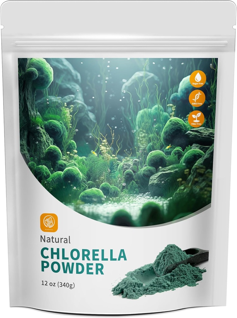 Chlorella Powder Natural 12 oz - klorofüll Pulber, toetab immuunsüsteemi ja maksa funktsiooni, hoida noorust, veganit, rikas vegan valgu ja vitamiine.