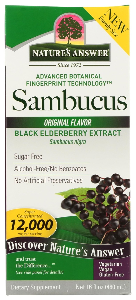 Nature's Answer Sambucus Elderberry Syrup 16 Ounce | Great Maitsev Immune Support Supplement | Antioksüdant, vegan, gluteenivaba, valmistatud USA-s | Single Count