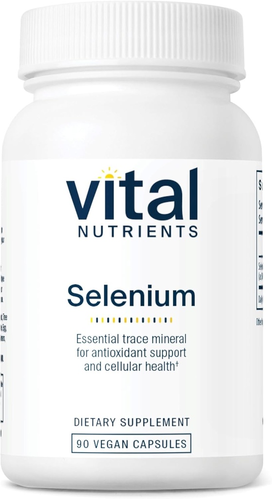Elutähtsad toitained - Seleen - võimas antioksüdantide tugi - 90 taimetoitlast kapslit pudeli kohta - 200 mcg