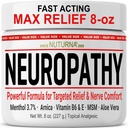 Neuropaatia Närvi Relief Cream - Kiire tegutsemine Max Relief jalgade käevarred tagasi - Ultra Tugevus Menthol Arnica Aloe Vera MSM, rahustav looduslik närvimugavus Relief, Super Large 8 oz