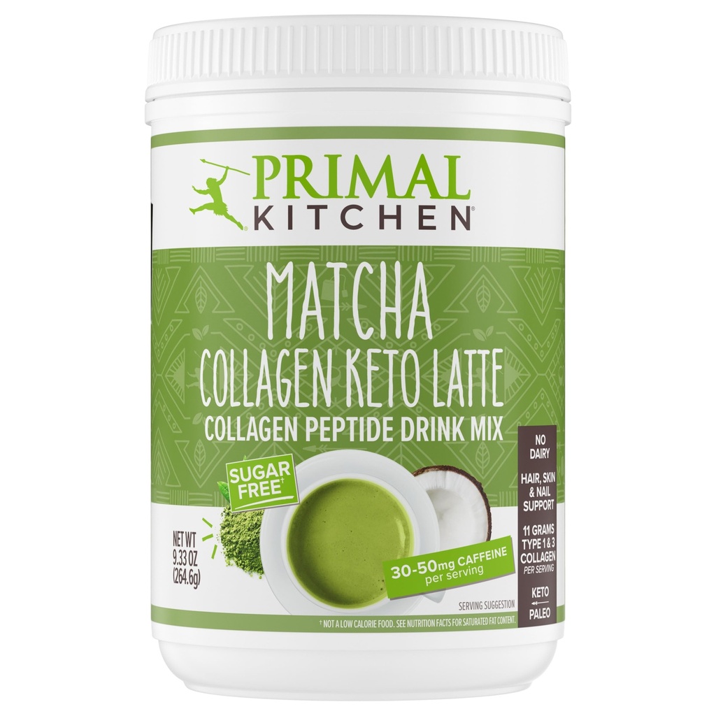 Primaarne köök Matcha kollageen Keto Latte pulber, suhkruvaba kollageenpeptiidid, 9.33 Ounces