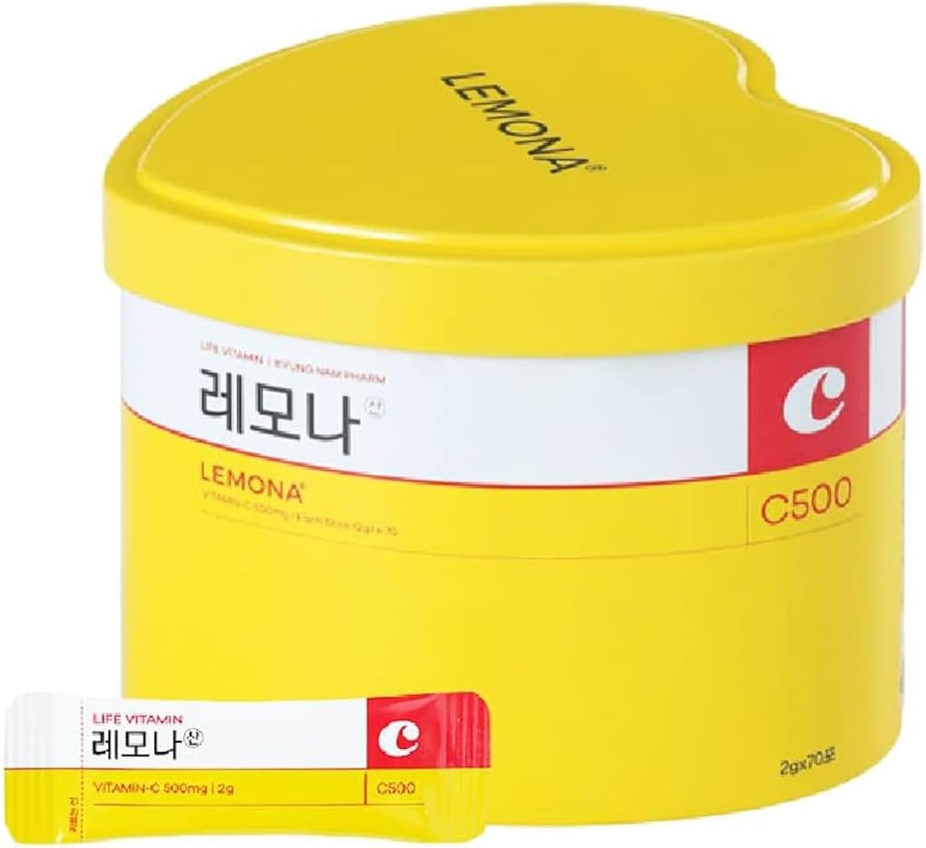 Sidrunvee tõhustaja C 500mg pulber, kollane süda Tin Case Sidrun Maitsestatud Vitamiin Pulber - 70 Sticks (2g)