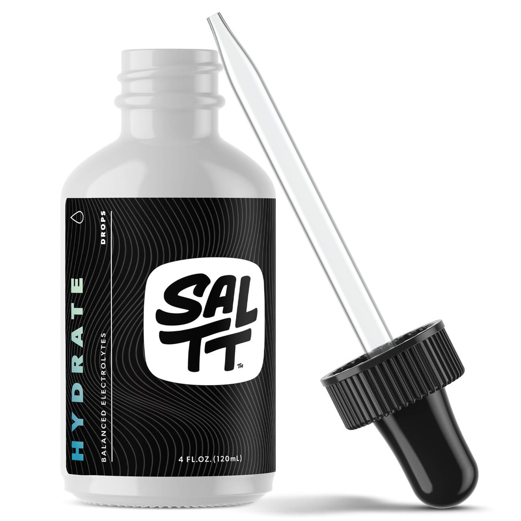 SALTT by Keto Chow - Elektrolüütide hüdratatsioonitilgad - Keto dieedid ja vahelduv paastumine - Immuuntugi - Gluteeni- ja suhkruvaba - Naatrium, magneesium, kaalium ja jälgimine Mineraalid - Maitsestamata - 4 fl oz