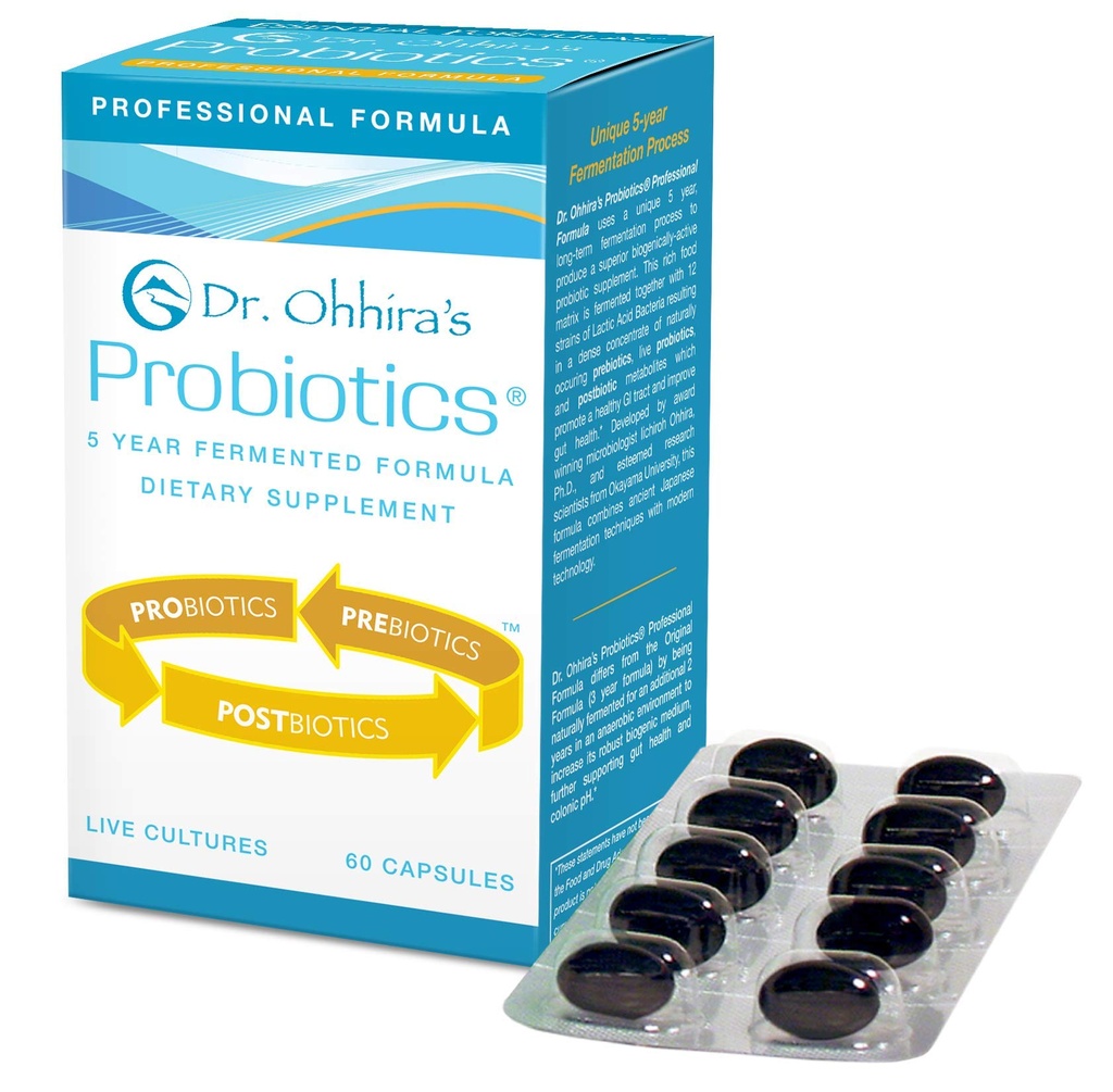 Dr. Ohhira probiootikumid Professionaalne valem 5-aastaste fermenteeritud prebiootikumidega, elusate aktiivsete probiootikumidega ja ainus toode postbiootiliste metaboliitidega, 60 kapslit