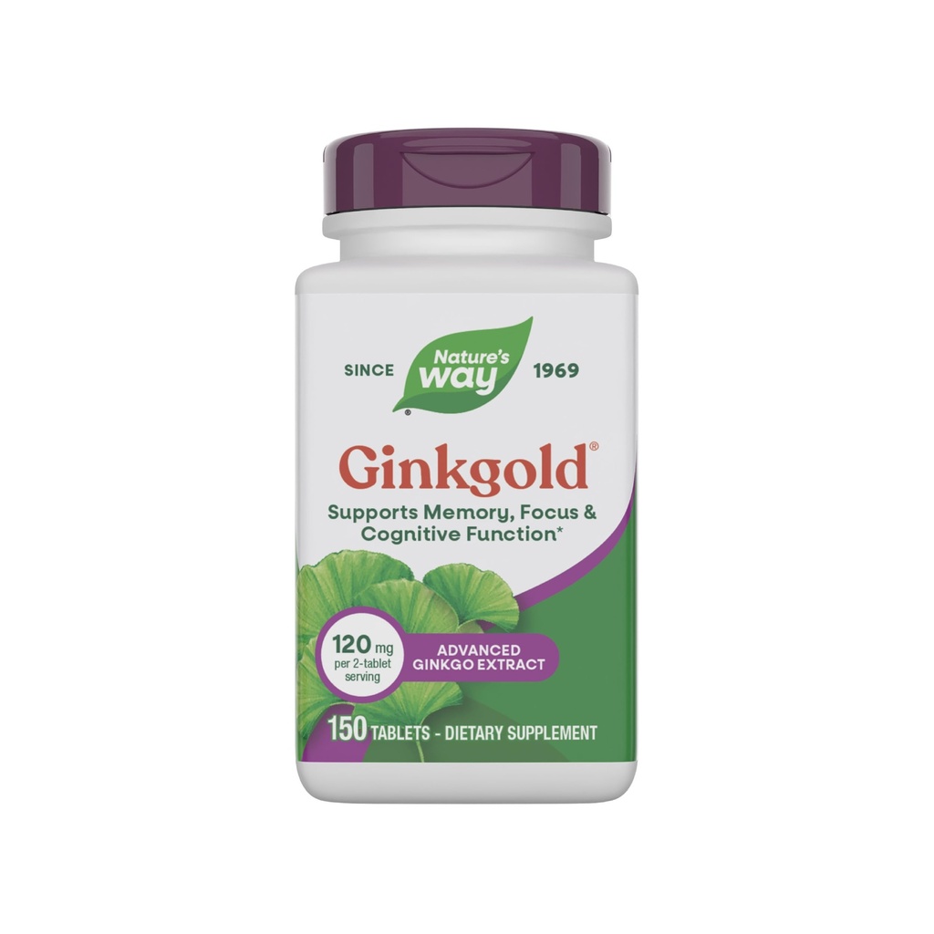 Nature's Way Ginkgold Advanced Ginkgo ekstrakt, toetab mälu, fookust ja kognitiivset funktsiooni *, Ginkgo Biloba ekstrakt, 150 tabletti (pakendamine võib varieeruda)