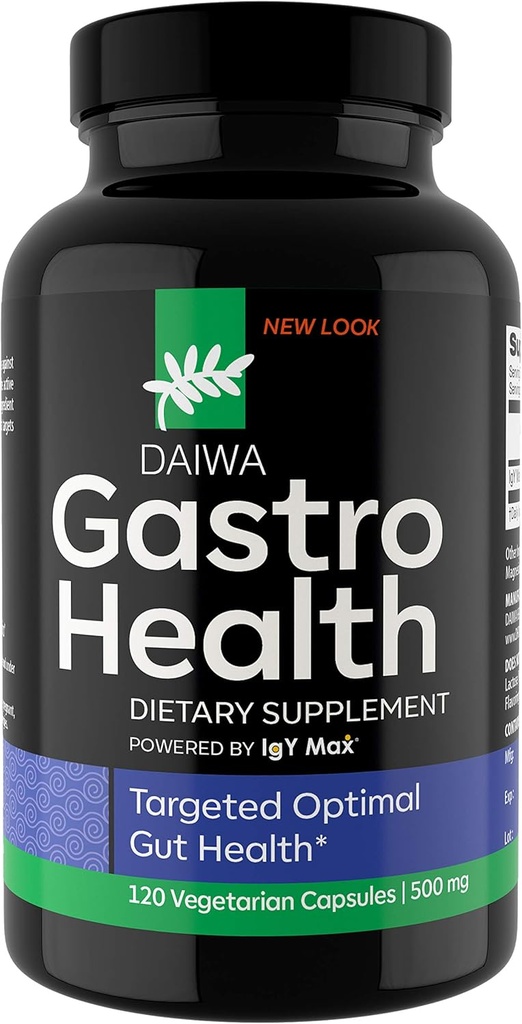 Daiwa Gastro Health - Natural Seedetrakti Abilisandid Seedetrakti Ja Immuunsüsteemi Toetus - Powered by IgY Max - Seedetrakti Täiendus Soolestiku Tervise Toetus, 120 Count