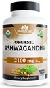NaturaLife Labs Organic Ashwagandha 2100 mg per Serving – Juur Powder & Extract – 100 kapslit – Vegan, Non-GMO, Gluteenivaba