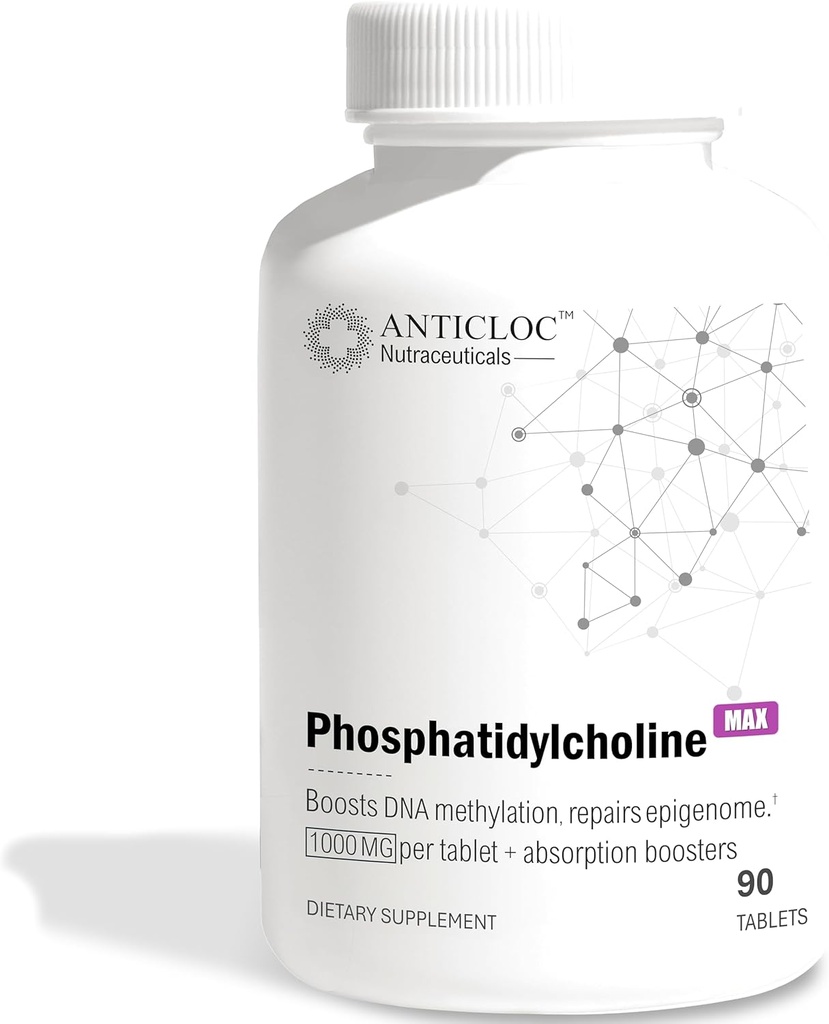 Premium fosfatidüülkoliin PC 1000MG tableti kohta | 90-päevane pakkumine | 5X ultraabsorptsioon | Max Tugevus | Suurendab Metüülimist & Epigenoomi Tervist | Vananemisvastane | Aju tervis ja maksafunktsioon