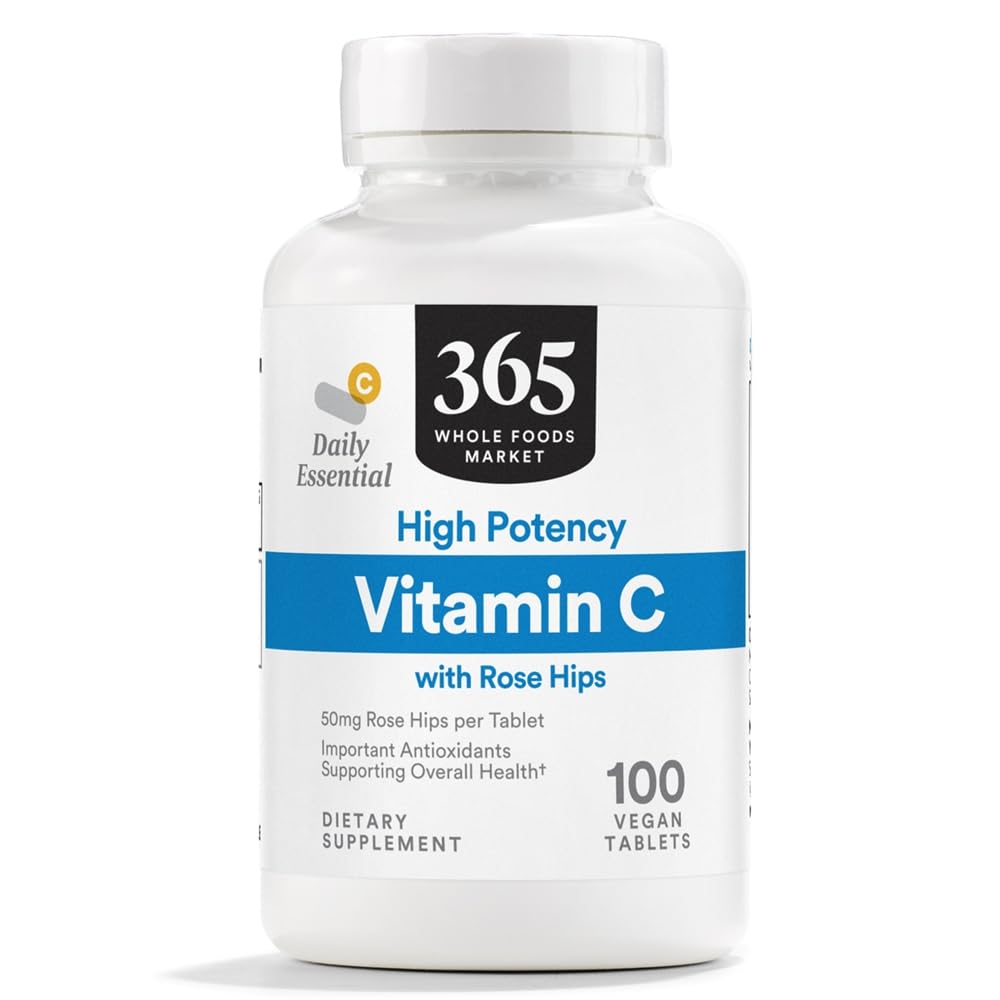 365 by Whole Foods Market, High Potency Vitamin C with Rose Hips, Vegan, 100 Tablets