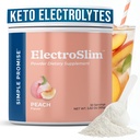 Lihtne lubadus ElectroSlim - suhkruvaba Keto elektrolüütide pulber - suhkruvaba valem igapäevaseks energiatoetuseks ja hüdreerimiseks, madala naatriumisisaldusega orgaanilised elektrolüüdid pulber, 30 serveerimist, virsikumaitse