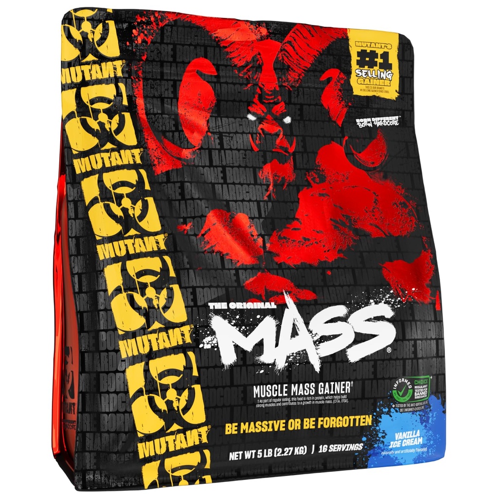 Mutantmass | Mass Gainer Valgupulber - kõrge kalorsusega valgupulber lihasmassi jaoks - Vanilla jäätis - 5 naela