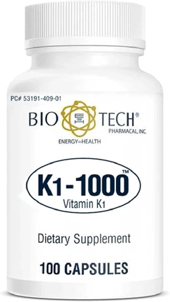 Bio- Tech Pharmacal K1- 1000 ( vitamiin K1) 100 kapslit - 3 pakendit