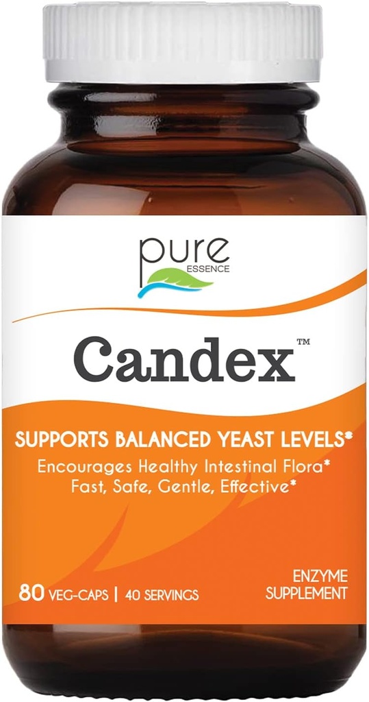 Pure Essence Candex Supplement - Pärmide ülekasvu täiendus seedetrakti ensüümidega, pärmseente infektsioon Probiootiline ravi meestele ja naistele - 80 kapslit