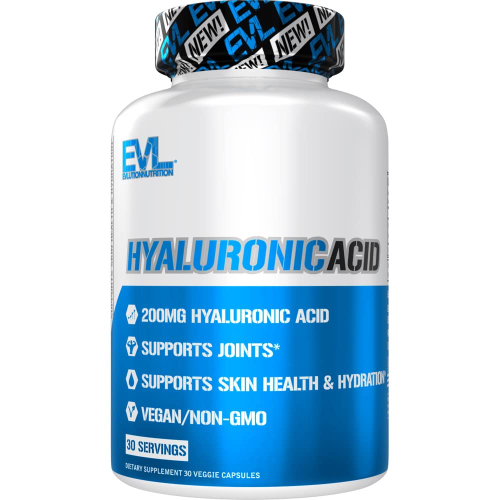 Evlution Vegan Dieet Hüaluroonhappe Lisand Toitumine 200mg Hüaluroonhappe Kapslid Kuiv Naha Täiendus Naistele Ja Meestele Sügelemiseks Või Kahjustatud Nahale - Suur Tugevus Biosaadavus Non GMO Valem