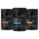 Sport Research 1250 mg Omega 3 haputu kalaõli - Wild Alaskan Pollock - (90 Count), kõrge potentsi Vegan Vitamiin C 1000mg (240 Count) + Vegan 5000iu Vitamiin D 100mcg Mk7 Vitamiin K (60 Count)