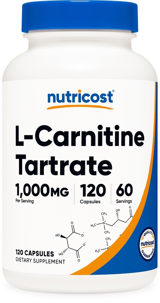 Nutrikost L-karnitiin Tartraat 1000 mg, 120 kapslit - 500 mg kapsli kohta (60 portsjonit)