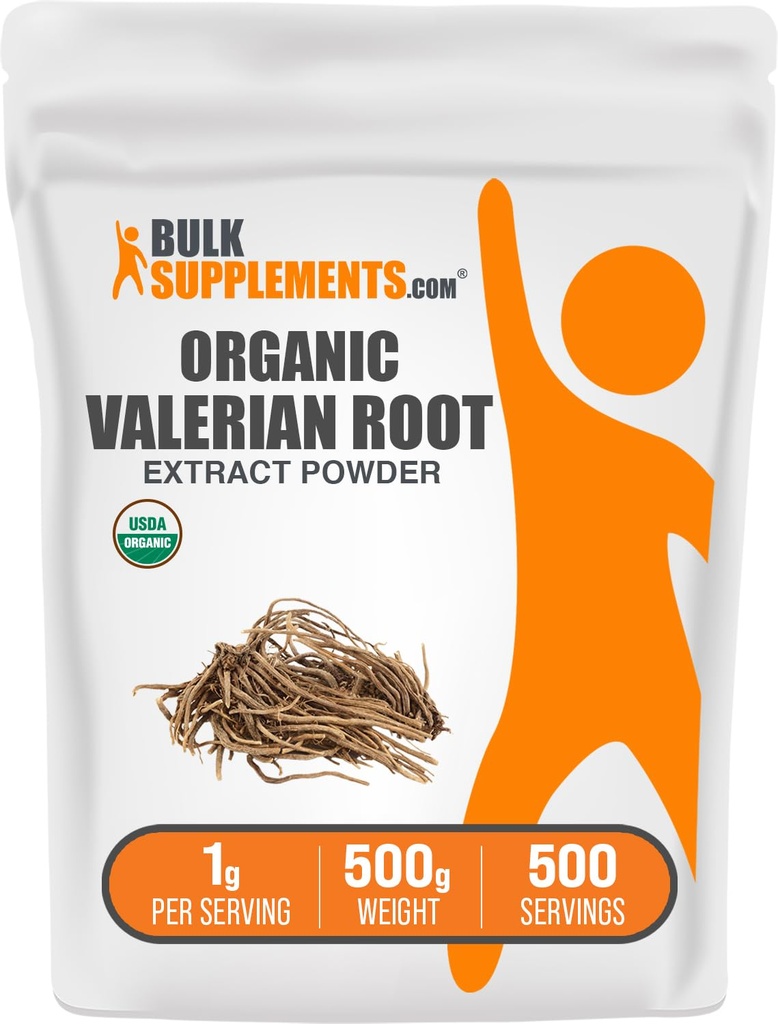 BulkSupplements.com Orgaaniline Valerian Extract Pulber - Allikas Valerian Juur, Taimne täiendus - Gluteenivaba, 1 g per Serving, 500g (1,1 naela) (Pack of 1)