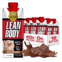 Lean Body Ready-to-Drink Chocolate Protein Shake, 40 g valku, vadakusegu, 0 Suhkur, gluteenivaba, 22 vitamiinid ja mineraalid, LABRADA, 17 Fl Oz (pakk 12)