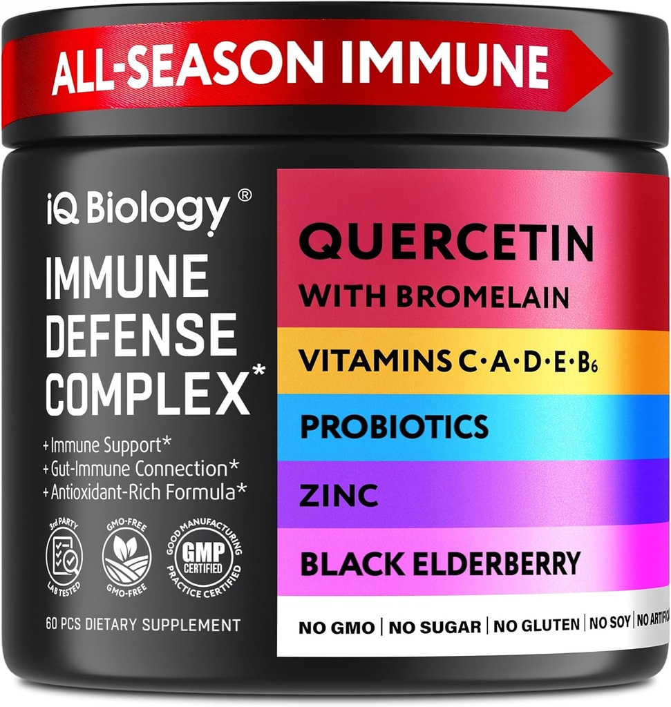 Quercetin with Bromelain - Premium Quercetin Capsules for Immune Support & Respiratory Care * - Green Tee Tsink Magneesium D- Vitamiin C- Vitamiin E Turmeric Ginger Selenium Calcium - 60 kapslit