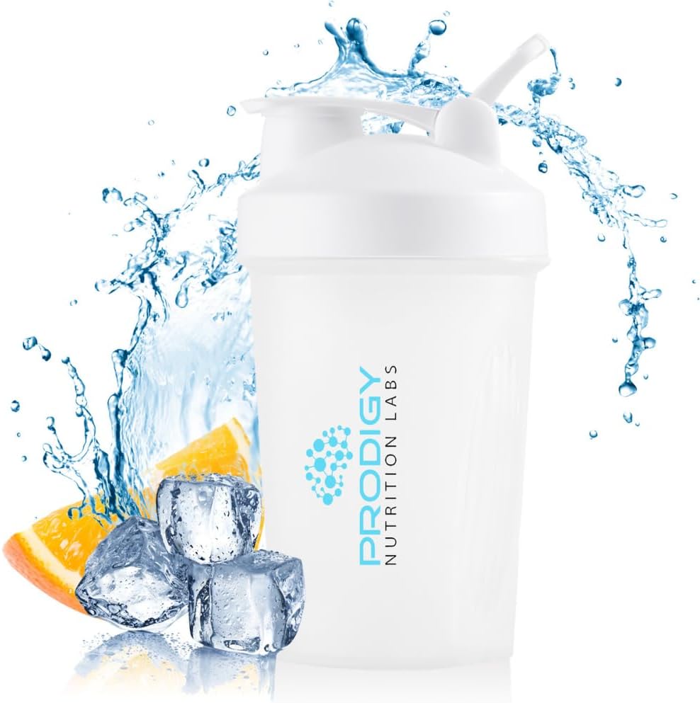 Prodigy Nutrition Labs Premium Shaker Pudel Ideaalne valgu raputamiseks ja enne treeningut - 14 Ounce (valge)