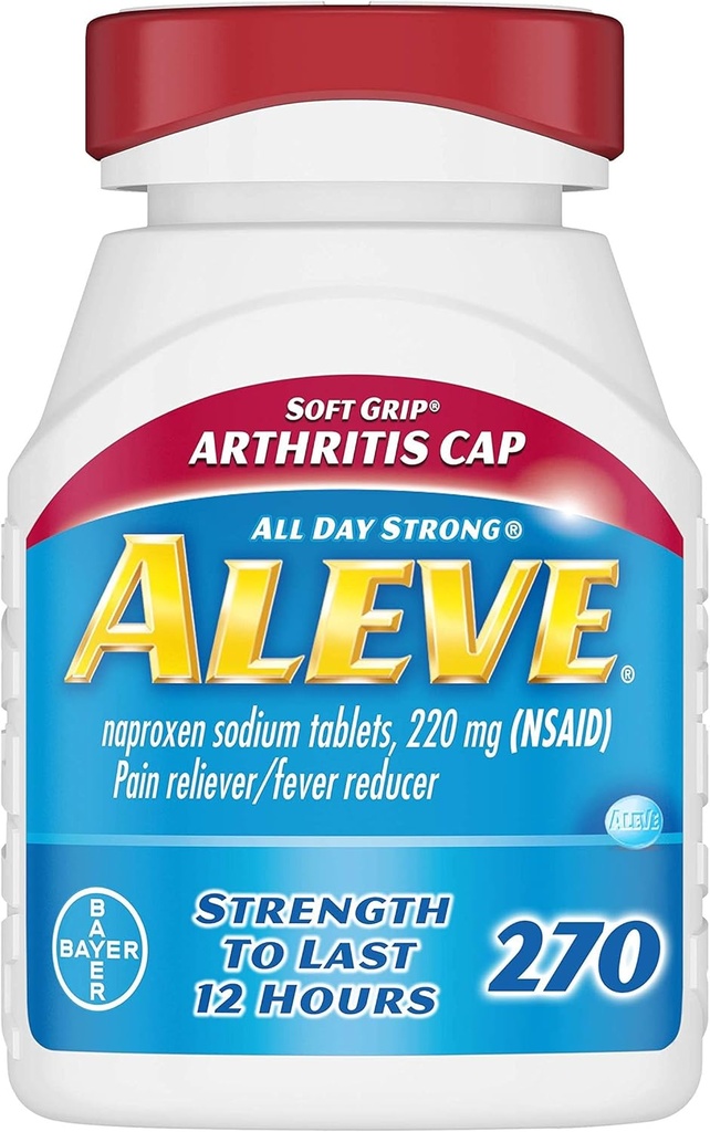 Aleve Pehme Grip Artriit Cap tabletid, kiire tegutsemine kogu päeva valu leevendamiseks peavalu, lihasvalu ja palaviku vähendamine, Naproxen naatriumkapslid, 220 mg, 270 Count