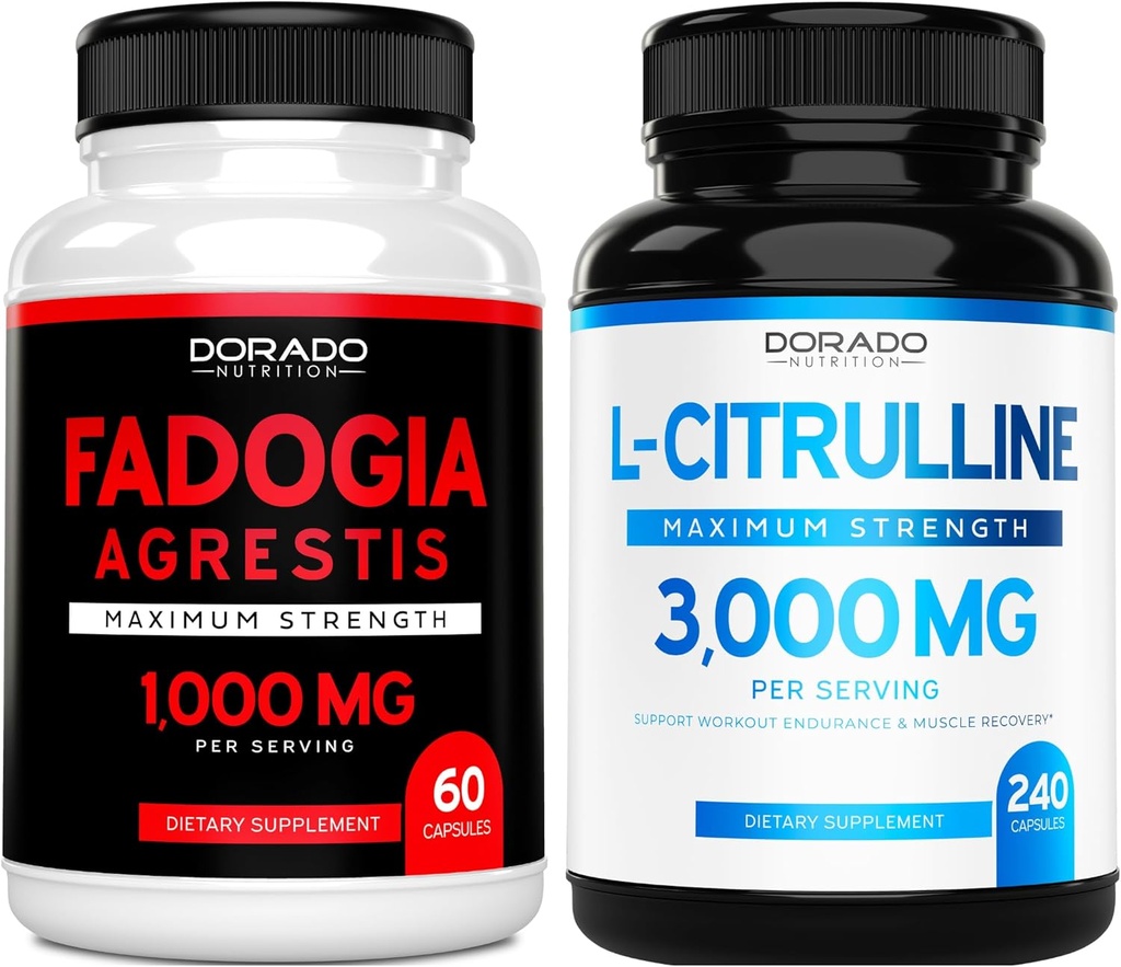 Fadogia Agrestis Extract (60 Count) Maksimaalne tugevus - sportlik jõudlus ja lihasmassi toetus ja L tsitrulliin (240 Count) L Arginiin ja lämmastikoksiid treeningute läbiviimiseks - Vegan & USA Made