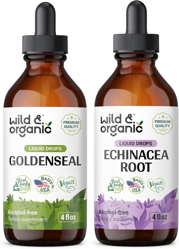 Wild & Organic Goldenseal Tinktuur 4 fl oz & Echinacea Tinktuur 4 fl oz
