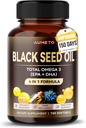 Orgaaniline musta seemne õli - 150 Softgel - 100% külmpressitud Omega 3 allikas (EPA + DPA) - nahk, juuksed, immuunsuse tugi (150 loend (pakk 1))