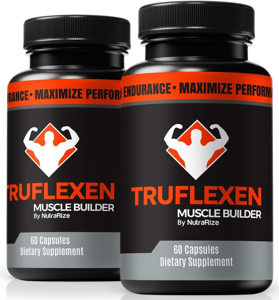 NutraRize (2 Pack) Truflexen pillid, Tru Flexen lihaste ehitaja, looduslik täiendus üldise heaolu toetamiseks, Premium Performance kapslid, ametlikud True Flexen ülevaated (120 kapslit)