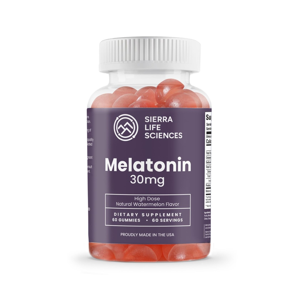 30mg Melatoniin Gummy | Suure annusega unetugi täiskasvanutele | Apple'i toodetud kummikutega tehtud täiustatud ühepäevane formulatsioon | Vegan, mitte-GMO (30 loend)