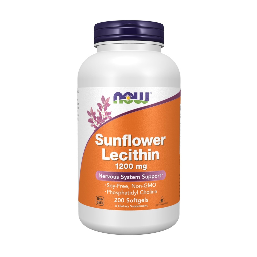 NOW Supplements, Päevalilleletsitiini 1200 mg koos fosfatidüülkoliiniga, 200 Softgels
