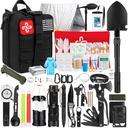 Survival Kit, 250Pcs Survival Gear Esmaabikomplekt Molle Systemiga ühilduva koti ja hädaabitelgiga, Maavärina hädaabikomplekt, väliseiklus, matkamine, jahipidamine, kingitused meestele naistele