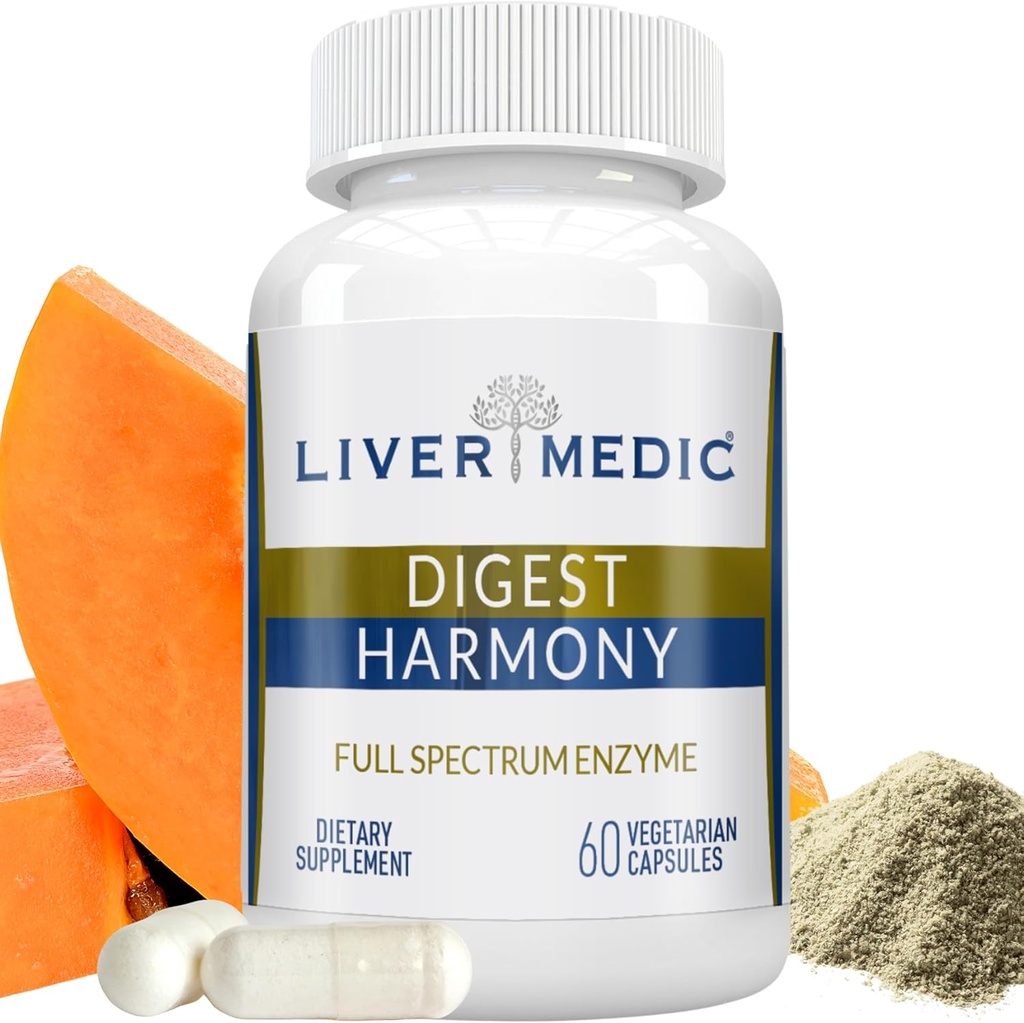 Digest Harmony Maksimaalne tugevus Seedeensüümid Gluteenitundlikkus Lipaas, Proteaas, Tsellulaas, Aloe Vera sapipõie jaoks, Bloating Relief ja seedetrakti ebamugavus – 60 kapslit