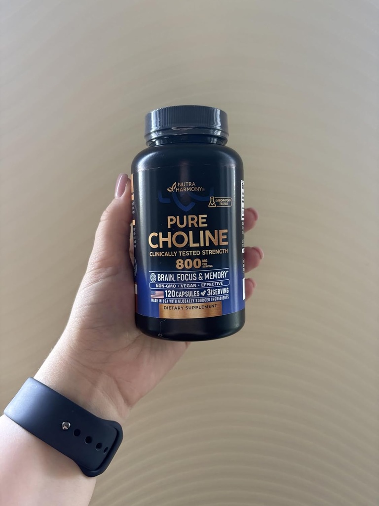 NUTRAHARMONY Koliini 800 mg - Koliinilisandi - Vegan, Non-GMO, Lab Testitud - Valmistatud USA - 120 kapslit