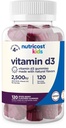 Toitainete lapsed D3-vitamiini kummikud 2500 IU (62,5 mikrogrammi), 120 Gummies - segatud marjamaitseline