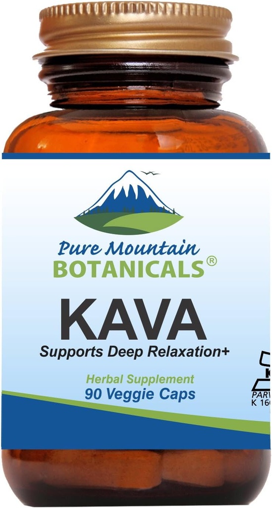 Pure Mountain Botanicals Kava Kapslid - 90 Kosher Vegan Caps koos 400mg Wild Vanuatu Kava Juur ekstrakt
