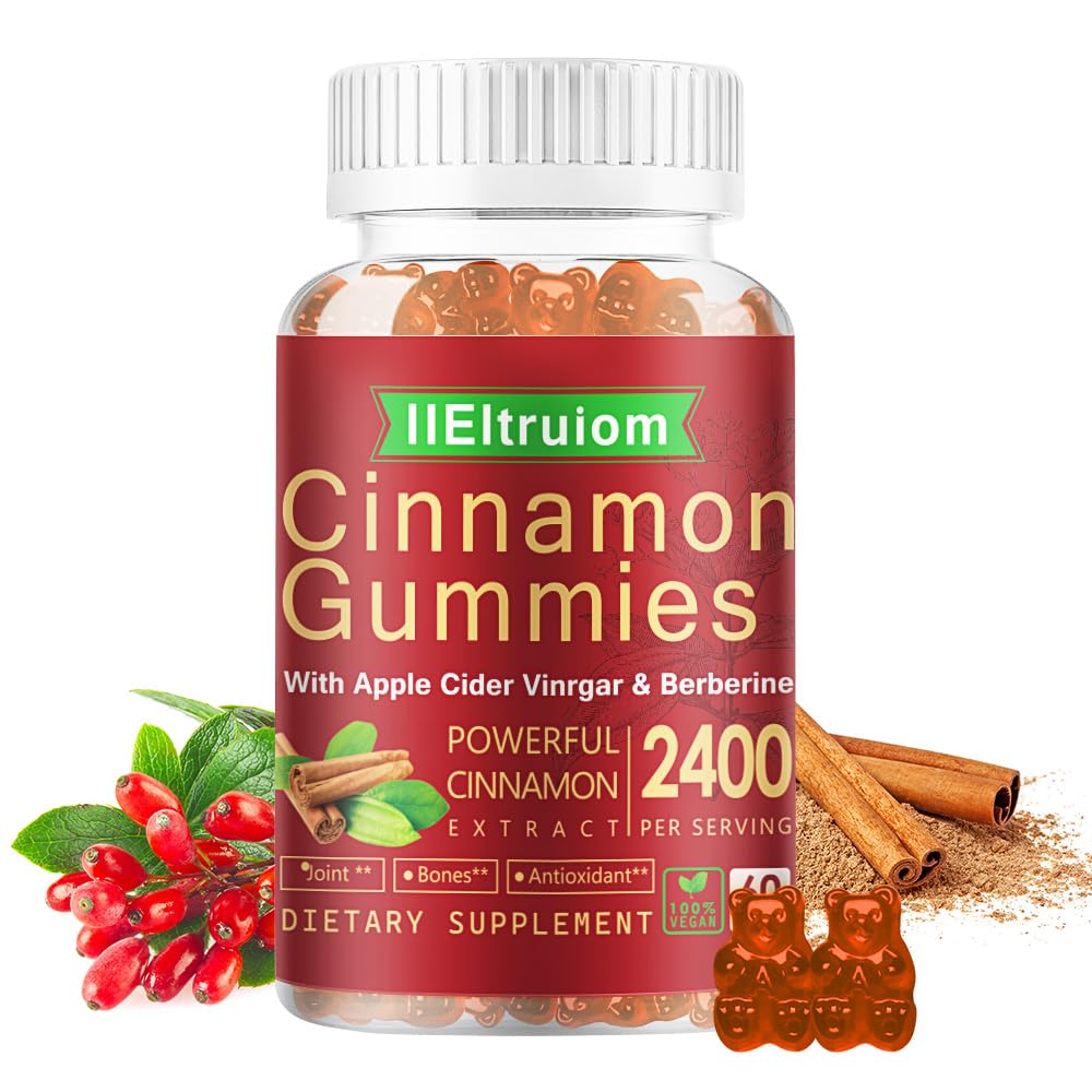 Ceylon Cinnamon Gummies, Ceylon Cinnamon 2400mg berberine, kurkum, Apple Cider äädikas, Bitter Melon, Chromium - 60 krahvi