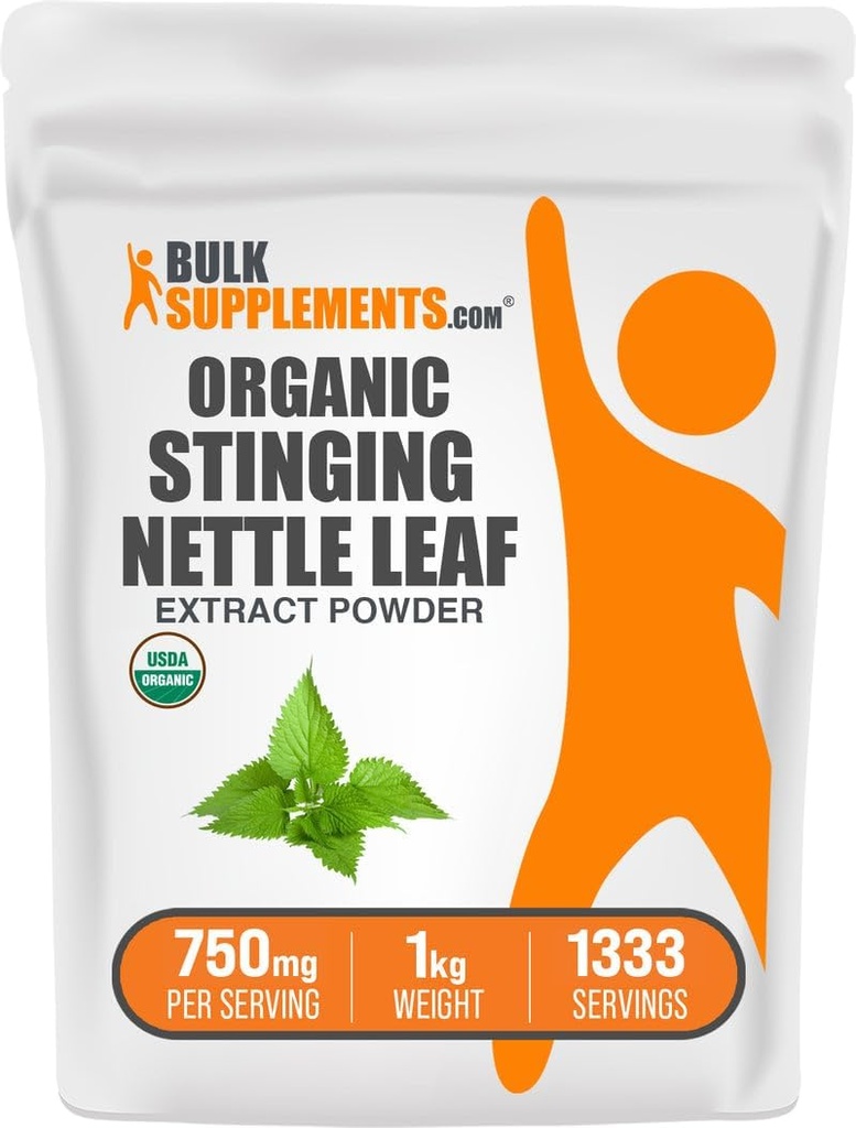 BulkSupplements.com Organic Stinging Nettle Extract Pulber - Nettle Leaf Extract, Taimne täiendus - Vegan & Gluten Free, 750mg per Serving, 1kg (2,2 naela) (Pakk 1)