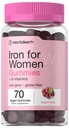 Horbäach Raudkummid naistele | 70 Count | Viinamarjamaitse | B-vitamiinide folaadi ja tsink | Vegan, Non-GMO & Gluteenivaba