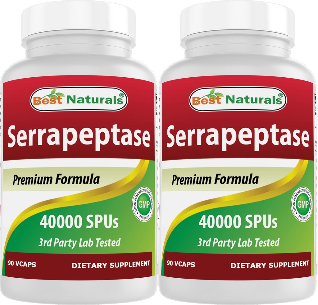 Parimad looduslikud Serrapeptaas 40000 SPU-d 90 Vcaps (90 loendit (2 pakendit))
