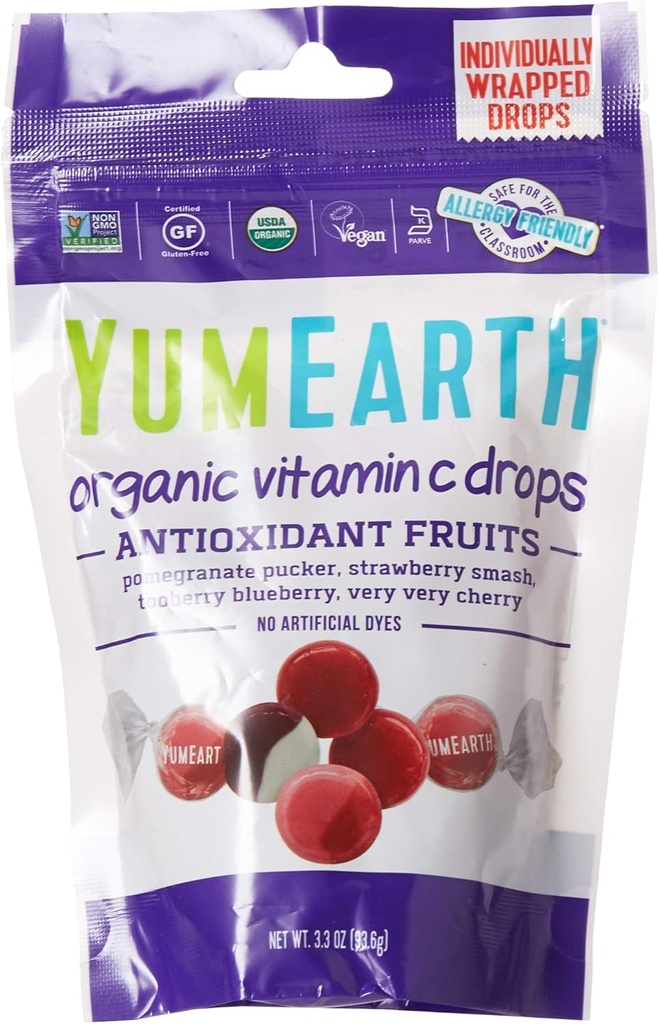 Yummy Earth Orgaaniline C-vitamiin pillab antioksüdatsiooni, 3,3 korda
