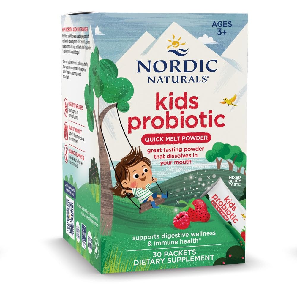 Nordic Naturals Kids Probiootilised Pixies, Mixed Berry - 30 paketti - 3 miljardit CFU - seedetrakti heaolu, immuunsuse tugi - mitte-GMO, vegan - 30 serveerimist