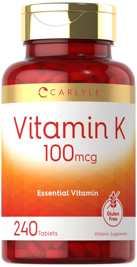 Carlyle Vitamiin K 100 mcg | 240 tabletti | Taimetoitlane, mitte-GMO, gluteenivaba | K-vitamiini lisand