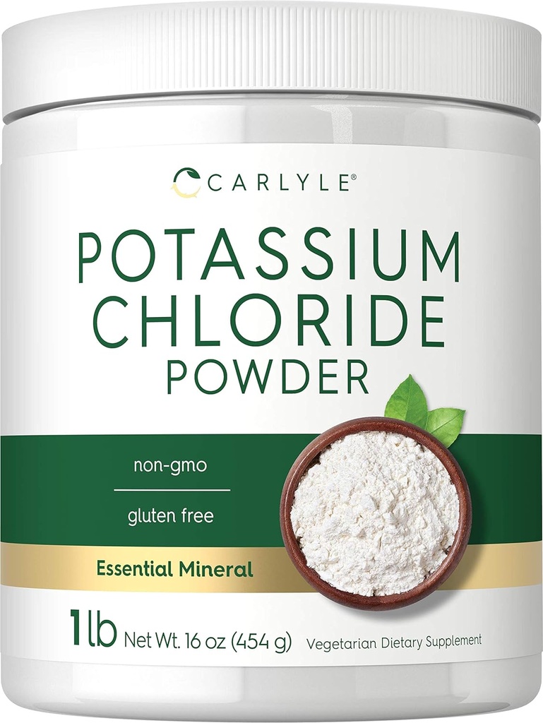 Carlyle Kaaliumkloriidi pulber Lisa 16 oz | Toidu klass | Soolasendaja | Vegan, Taimetoitlane, Mitte-GMO, Gluteenivaba