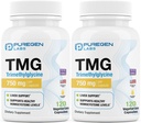 Puregen Labs TMG 750 mg - [High Potency] trimetüülglütsiini lisand - soodustab tervislikku homotsüsteiini taset, mitte-GMO-d, NO gluteeni ja piima | Valmistatud USA-s - 2 Pack - kokku 240 taimekapslit