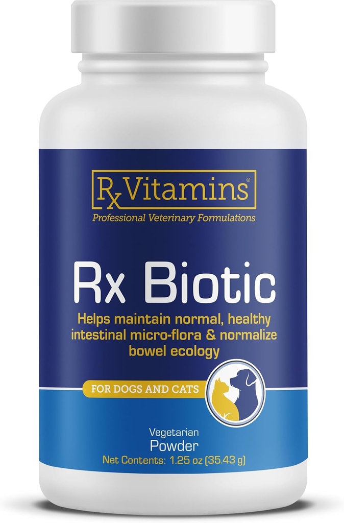 Rx Vitamiinid Rx Biotic - Probiootiline pulber koertele ja kassidele - Kassi seedetrakti tugi ja probiootikum koertele Soolestiku tervis - Koera probiootikumid seedetrakti tervisele - 1.25oz
