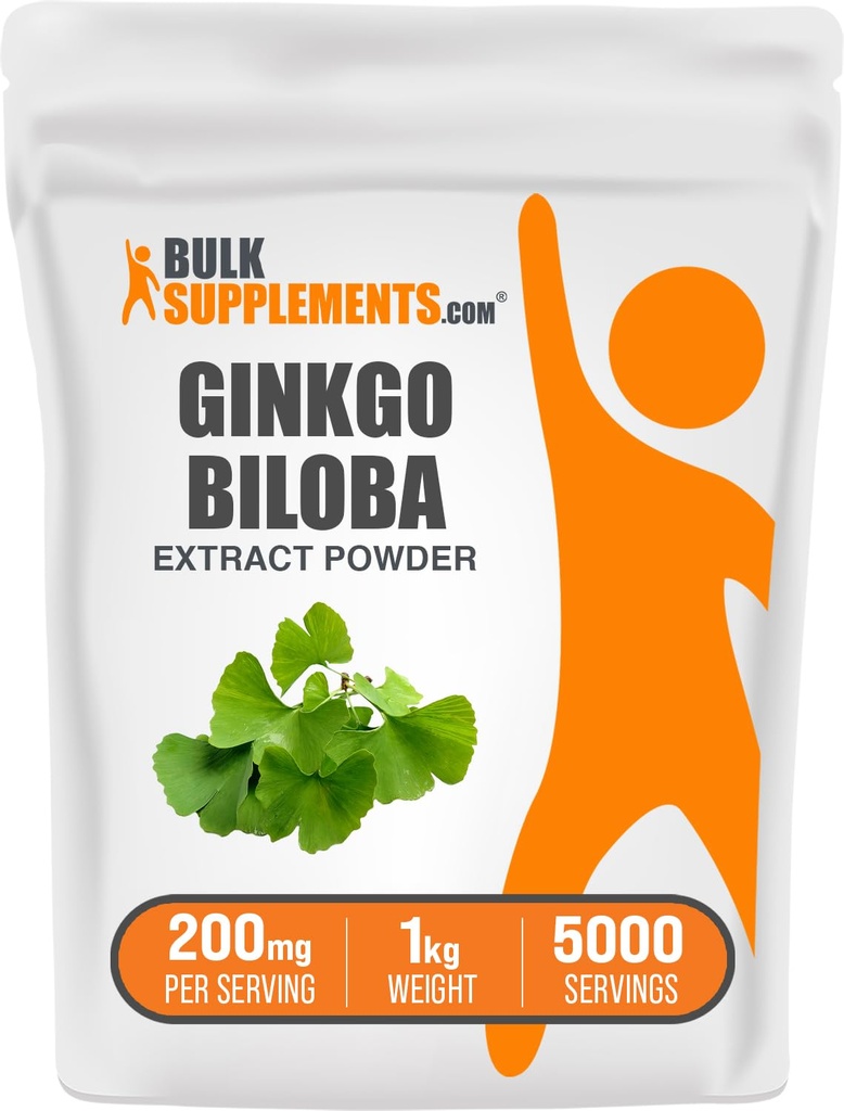 BulkSupplements.com Ginkgo Biloba ekstrakti pulber - alates Ginkgo Biloba Leaf, Antioksüdant Allikas, Taimne täiendus - Gluteenivaba, 200mg Serving, 1kg (2,2 naela) (pakk 1)