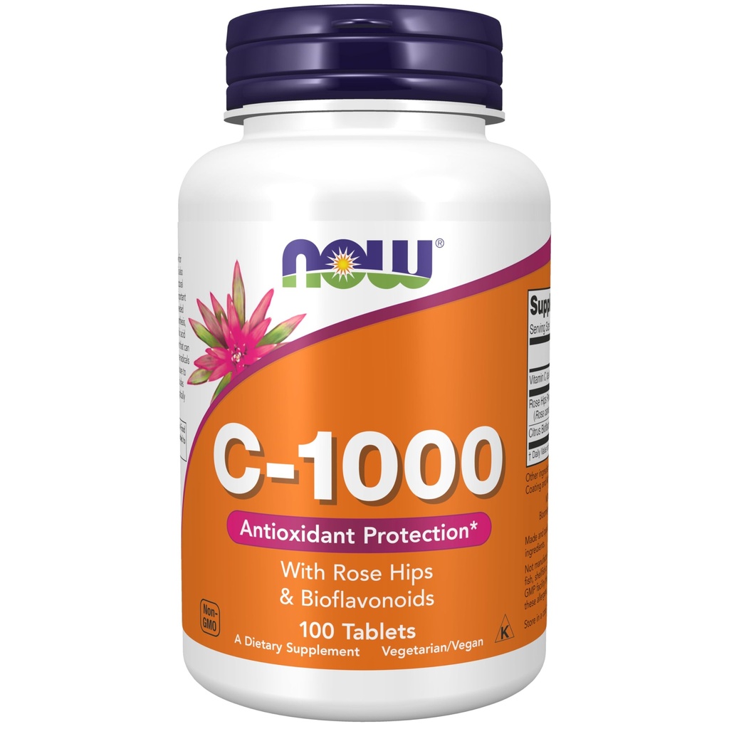 NOW Foods Supplements, Vitamiin C-1,000 koos Rose Hips & Bioflavonoids, Antioksüdant kaitse *, 100 tabletti
