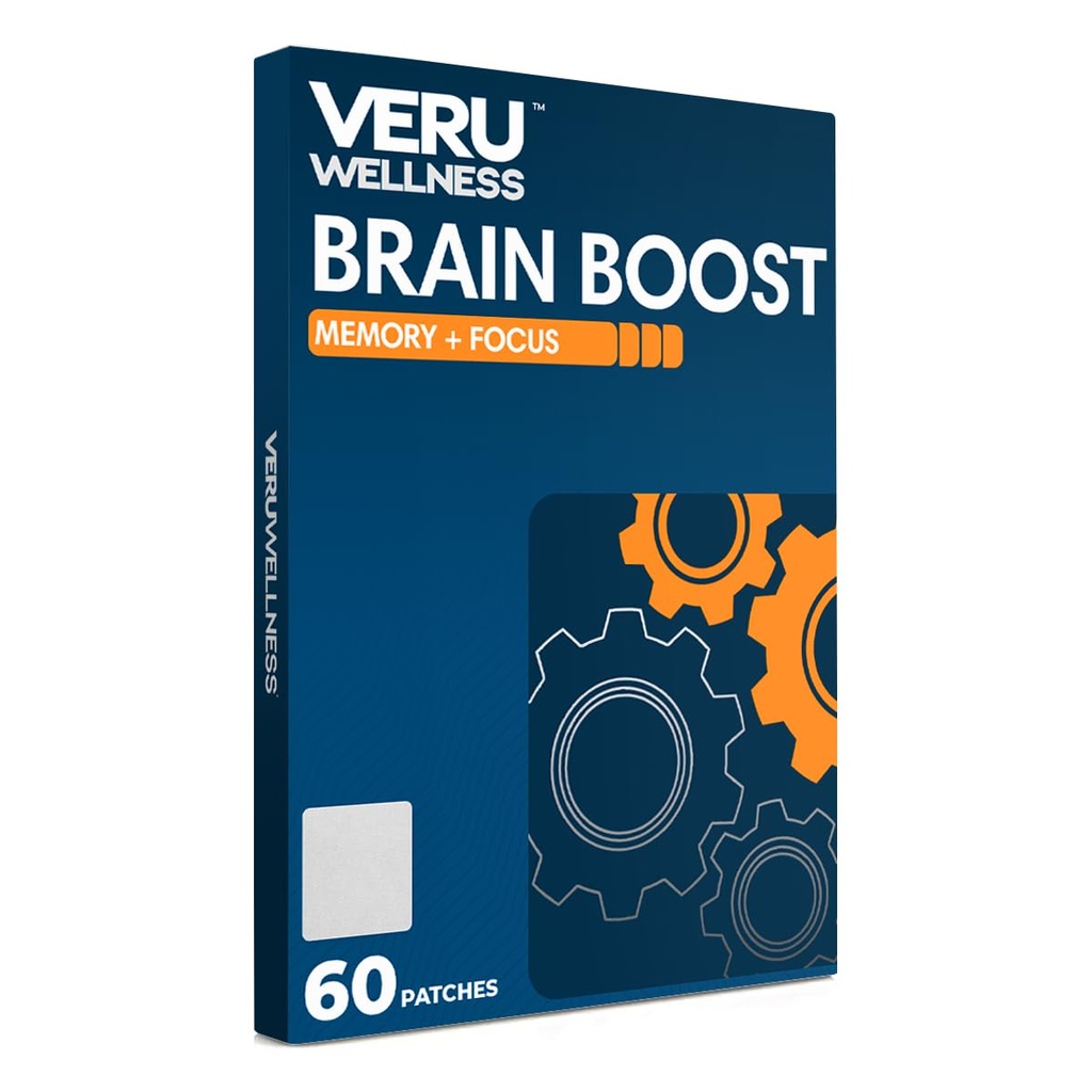 Veru Wellness Brain Boost Cognitive Patch - igapäevane mälu, muutlikkus ja fookus aju tugi - Ginko Bilboa, Rhodiola Rosea, MCT (60 päeva)